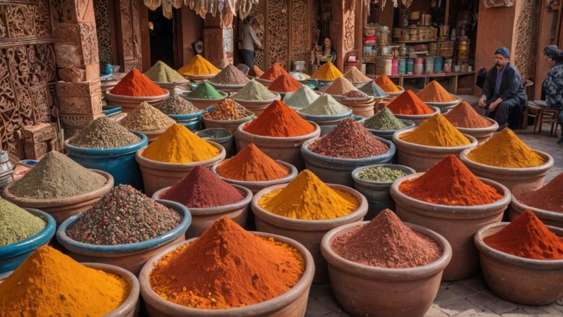 Morocco, spices, culinary journey, Ras el Hanout, harissa, Moroccan cuisine, souks, tagine