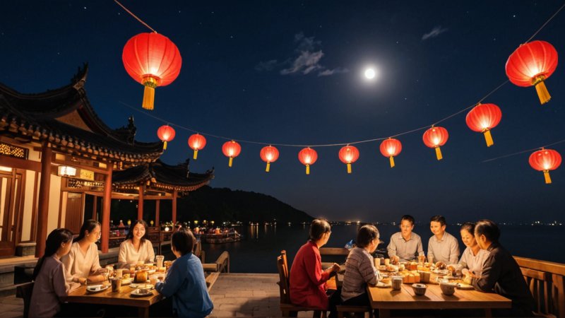 Harvest Moon Festival, Mid-Autumn Festival, Asian celebrations, mooncakes, lantern festival, family reunion